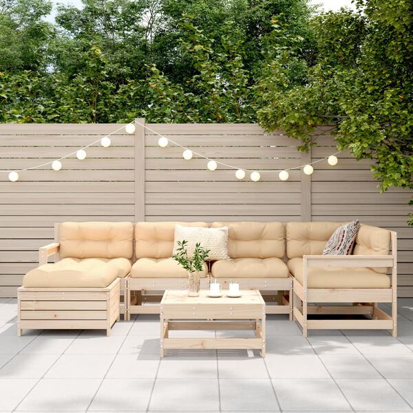 vidaXL 7 Hluta Gar&eth;s&oacute;fasett Gegnheil Fura