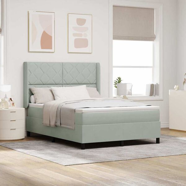 vidaXL Kassi vorinn r&uacute;m me&eth; d&yacute;nu Lj&oacute;sgr&aacute;r 140 x 190 cm Flauel