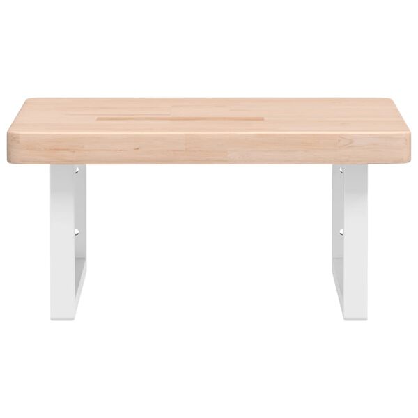 vidaXL Veggfest Handlaugarhilla Stál og Gegnheil Eik