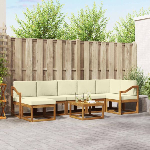 vidaXL &Uacute;ti s&oacute;fasett me&eth; p&uacute;&eth;i 8 pcs N&aacute;tt&uacute;rulegt og Krem