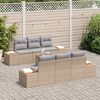 vidaXL Gar&eth;s&oacute;fa sett me&eth; p&uacute;&eth;i 7 pcs Drapplita&eth;ur Poly rattan