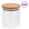 vidaXL Geymslukrukkur &uacute;r Gleri me&eth; Bambusloki 10 stk. 600 ml