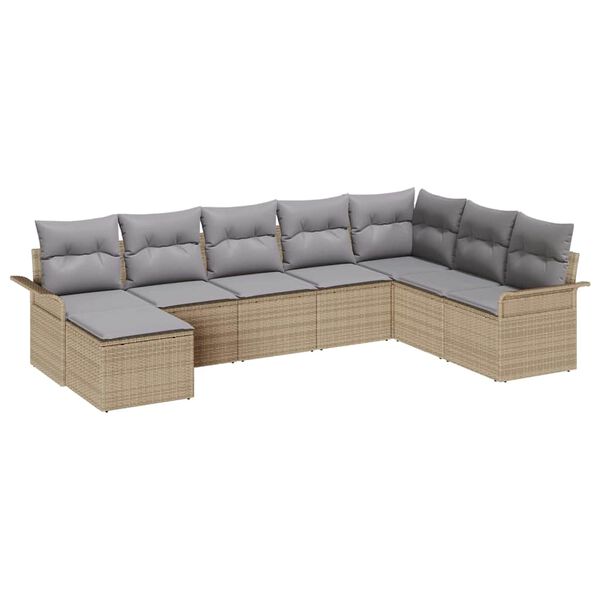 vidaXL Gar&eth;s&oacute;fa sett me&eth; p&uacute;&eth;i 8 pcs Drapplita&eth;ur Poly rattan