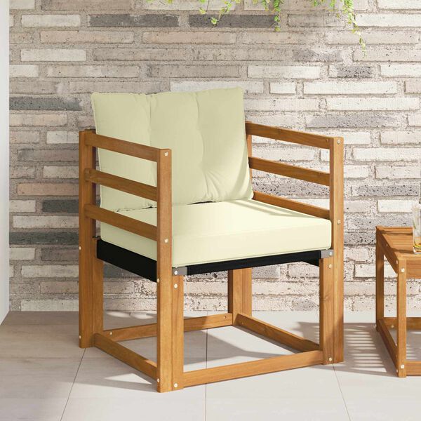 vidaXL &Uacute;ti s&oacute;fasett Fast Acacia tr&eacute; og Textilene N&aacute;tt&uacute;rulegt og Krem