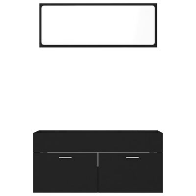 804810 vidaXL 2 Piece Bathroom Furniture Set Black Chipboard
