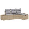 vidaXL Gar&eth;s&oacute;fa sett me&eth; p&uacute;&eth;i 4 pcs Drapplita&eth;ur Poly rattan