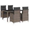vidaXL Utandyra m&aacute;lt&iacute;fusett 5 pcs PE Rattan og p&uacute;&eth;urlaka&eth; st&aacute;l