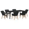 vidaXL Gar&eth;ur bor&eth;sett me&eth; p&uacute;&eth;i 7 pcs Svartur p&oacute;l&yacute;rattan