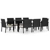 vidaXL 9 Hluta Gar&eth;bor&eth;stofusett P&oacute;l&yacute;rattan Svart