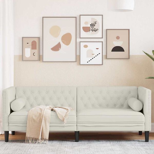 vidaXL Chesterfield s&oacute;fi me&eth; 3 s&aelig;ta kremflaueli