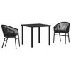vidaXL Gar&eth;ur bor&eth;sett 3 pcs Svartur Dufth&uacute;&eth;a&eth; st&aacute;l
