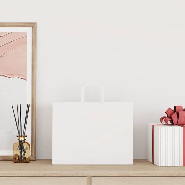 vidaXL Papp&iacute;rspokar 50 stk me&eth; Handf&ouml;ngum Hv&iacute;tir 32x17x25 cm