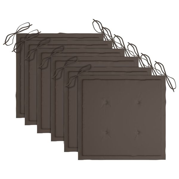 vidaXL fellanlegir útistólar 6 stk með púðum Gegnheill Akasíuviður