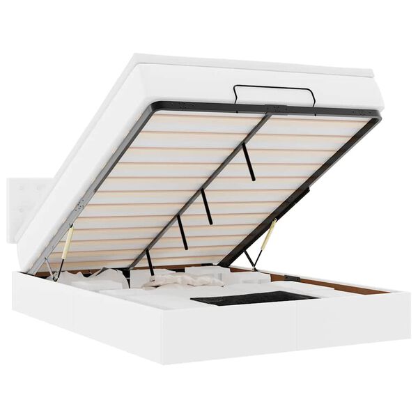 vidaXL Ottoman rúm með dýnum og ljósdíóðum hreinhvítt 140x190cm