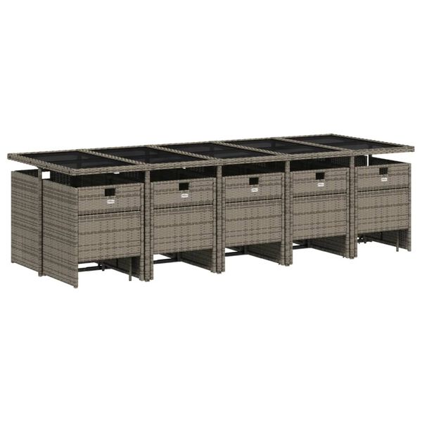 vidaXL 15 Parta Gar&eth;h&uacute;sgagnasett me&eth; Sessum P&oacute;l&yacute;rattan Gr&aacute;tt