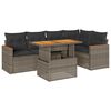 vidaXL 6 -Hluta Gar&eth;s&oacute;fasett me&eth; Sessum Gr&aacute;tt P&oacute;l&yacute;rattan Akas&iacute;uvi&eth;ur