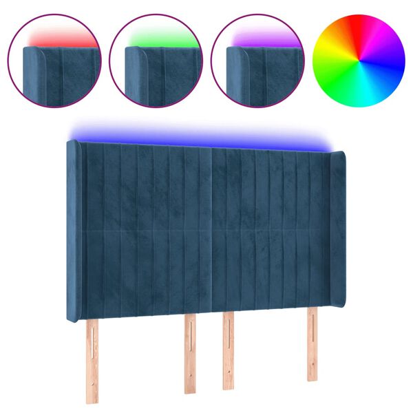 vidaXL LED H&ouml;f&eth;agafl 147x16x118/128 cm D&ouml;kkbl&aacute;tt Flauel