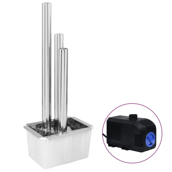 vidaXL Útigosbrunnur Silfurlitaður 48x34x123 cm Ryðfrítt Stál