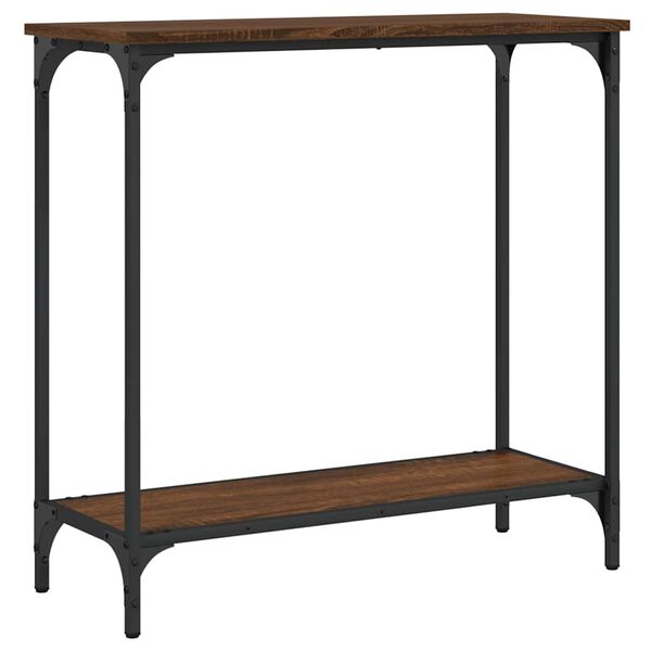 vidaXL Veggbor&eth; Br&uacute;nn Eikarlitur 75x30,5x75 cm Samsettur Vi&eth;ur