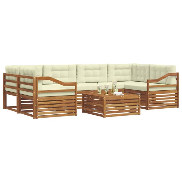 vidaXL &Uacute;ti s&oacute;fasett me&eth; p&uacute;&eth;i 7 pcs N&aacute;tt&uacute;rulegt og Krem