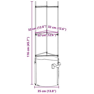 vidaXL Tómatagrind með Plöntupoka 2 stk. 116 cm Stál og PP