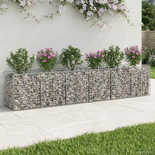 vidaXL Gabion h&aelig;kka&eth; r&uacute;m 2 pcs Silfur 300 x 50 x 60 cm