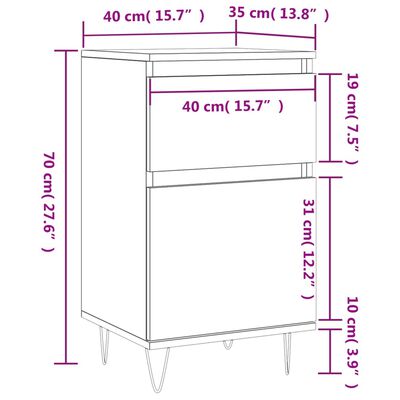 vidaXL Skenkir 2 stk. Svartur 40x35x70 cm Samsettur Viður