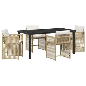 vidaXL Gar&eth;ur bor&eth;sett 5 pcs Drapplita&eth;ur p&oacute;l&yacute;rattan