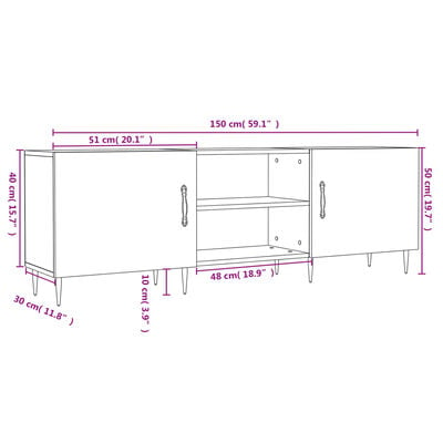 vidaXL Sjónvarpsskápur Sonoma Eik 150x30x50 cm Samsettur Viður