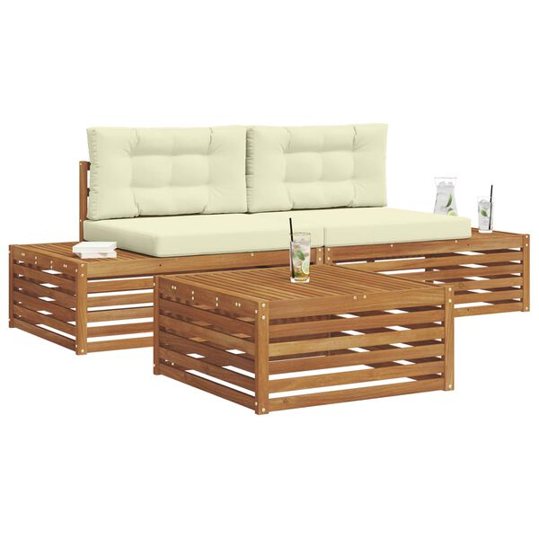 vidaXL &Uacute;ti s&oacute;fasett me&eth; p&uacute;&eth;i 3 Stykki N&aacute;tt&uacute;rulegt og Krem