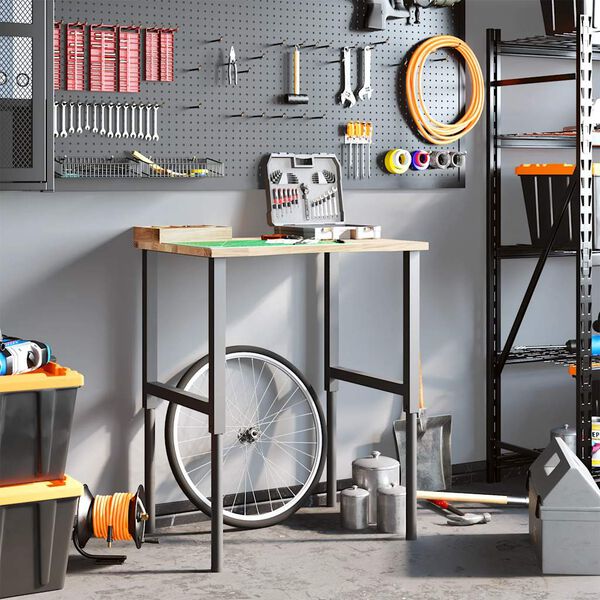 vidaXL Vinnubekkur 80x60x(71,5-98) cm Solid Wood Eik