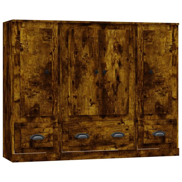 vidaXL H&aacute;ir Sk&aacute;par 3 stk. Reyklitu&eth; Eik Samsettur Vi&eth;ur