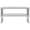 51193 vidaXL 2-Tier Work Table Overshelf 120x30x65 cm Stainless Steel