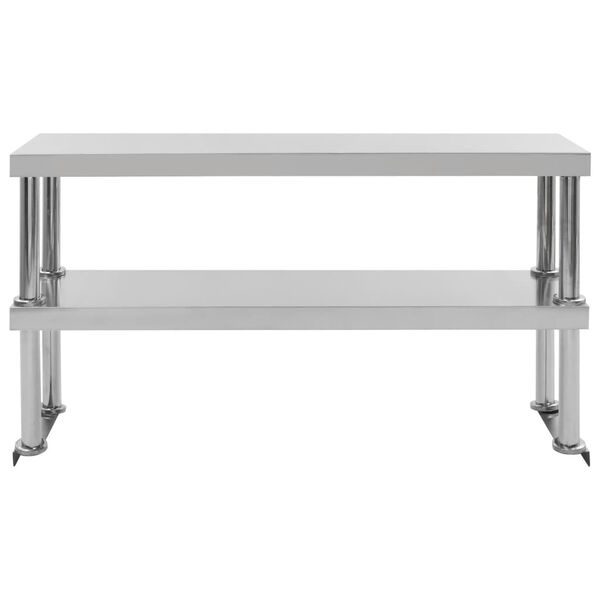 51193 vidaXL 2-Tier Work Table Overshelf 120x30x65 cm Stainless Steel