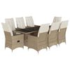 vidaXL 9 Hluta Gar&eth;bor&eth;sett me&eth; Sessum Drappa&eth; P&oacute;l&yacute;rattan