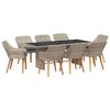 vidaXL Gar&eth;ur bor&eth;sett 9 pcs Lj&oacute;sgr&aacute;r p&oacute;l&yacute;rattan