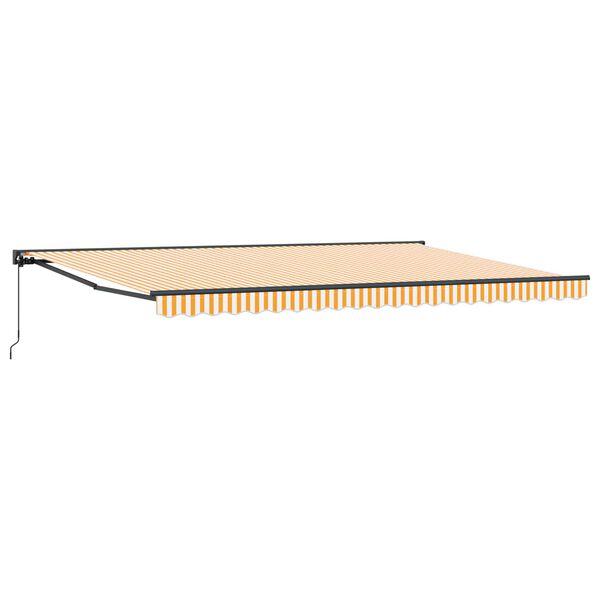 vidaXL H&aelig;gt a&eth; draga saman skyggni Gulur og hv&iacute;tur 500 &times; 300 cm