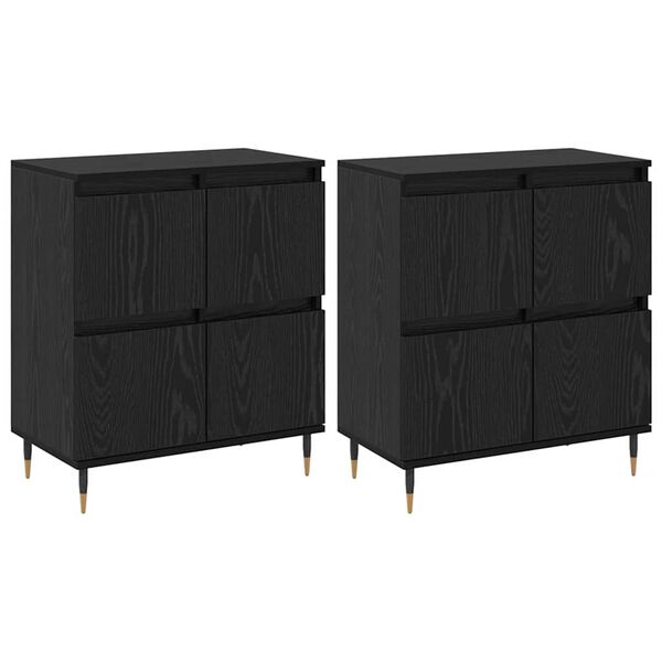 vidaXL Geymslusk&aacute;pur 2 pcs Svartur Eik 60 x 35 x 70 cm