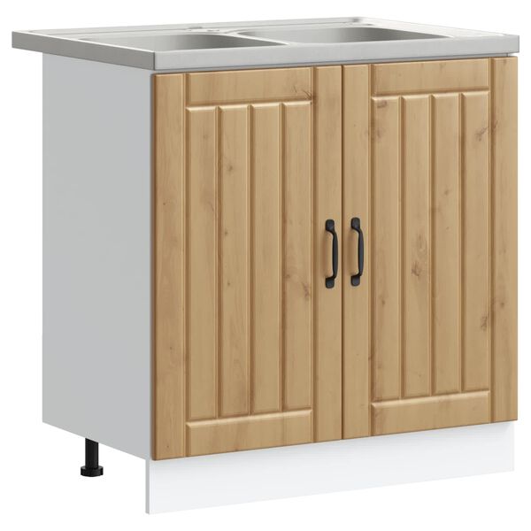 vidaXL Vaskskap me&eth; geymslu Lucca 2 pcs Artisan Eik Samsettur vi&eth;ur