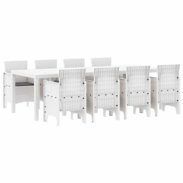 vidaXL Gar&eth;ur bor&eth;sett 9 pcs Lj&oacute;sgr&aacute;r Polt rattan