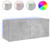 vidaXL Veggsj&oacute;nvarpssk&aacute;pur me&eth; LED-lj&oacute;sum Steypugr&aacute;r 100x35x41 cm
