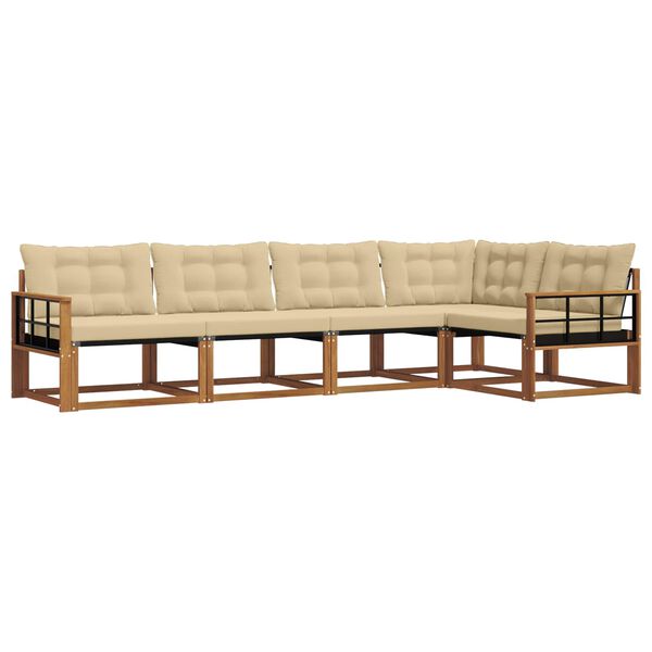 vidaXL &Uacute;ti s&oacute;fasett me&eth; p&uacute;&eth;i 5 pcs N&aacute;tt&uacute;rulegt og B&eacute;ig