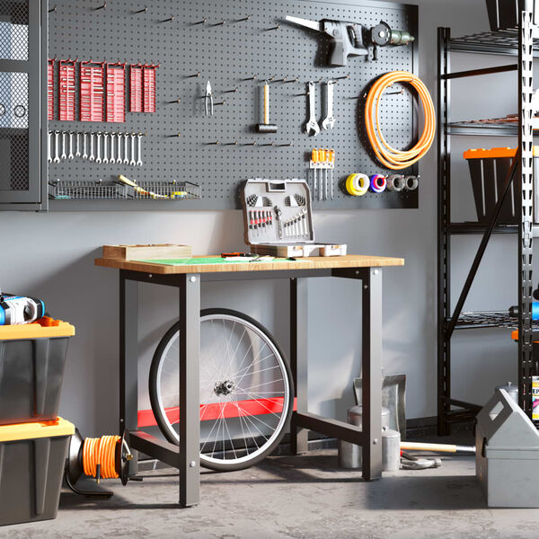 vidaXL Vinnubekkur Lj&oacute;sbr&uacute;nn 100x60x81,5 cm R&eacute;tthyrnd Gegnheil Eik