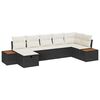 vidaXL Gar&eth;s&oacute;fa sett me&eth; kodda 7 pcs Svartur Poly rattan