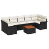 vidaXL Gar&eth;s&oacute;fa sett me&eth; p&uacute;&eth;i 8 pcs Svartur p&oacute;l&yacute;rattan