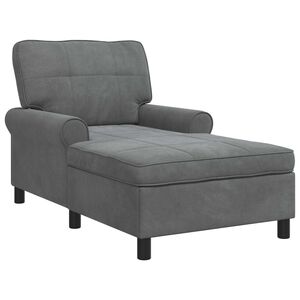 vidaXL Chaise Lounge me&eth; p&uacute;&eth;i D&ouml;kk gr&aacute; 91 x 157 x 91 cm Flauel