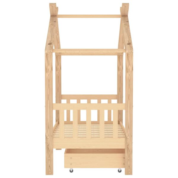 vidaXL Kids R&uacute;mgrind me&eth; sk&uacute;ffu Solid Pine Wood 70x140 cm