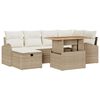 vidaXL Gar&eth;s&oacute;fa sett 7 pcs Drapplita&eth;ur p&oacute;l&yacute;rattan