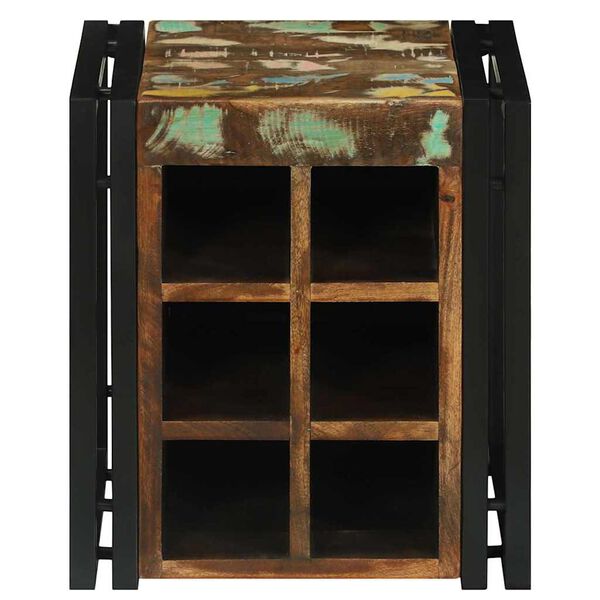 vidaXL V&iacute;nrakki Marglitt og svart 35 x 35 x 39 cm Solid endurheimt tr&eacute;