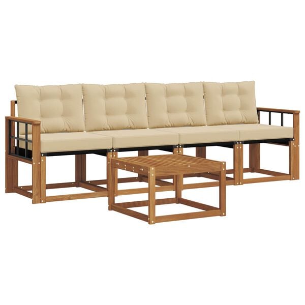 vidaXL &Uacute;ti s&oacute;fasett me&eth; p&uacute;&eth;i 5 pcs N&aacute;tt&uacute;rulegt og B&eacute;ig